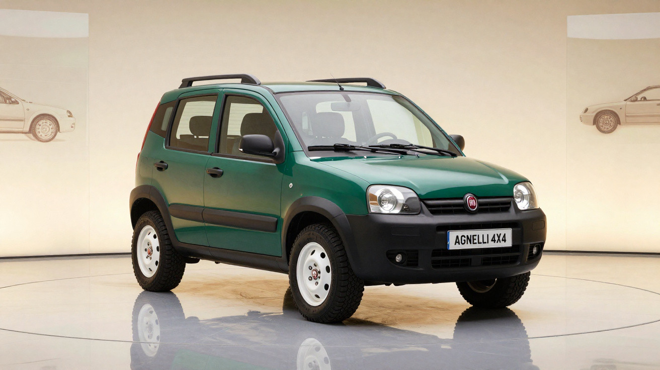 Carro SUV verde Fiat Agnelli 4x4 estacionado em ambiente interno com iluminação neutra.